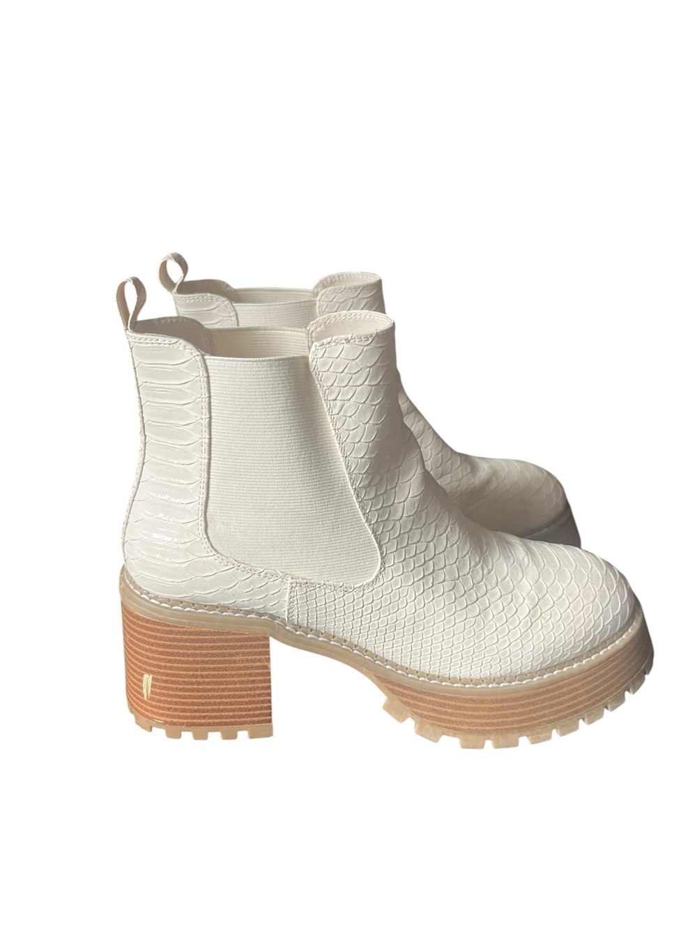 Eloquii Women's Cream Chunky Chelsea Boots - Platform Ankle Boot Sz 8.5 Wide